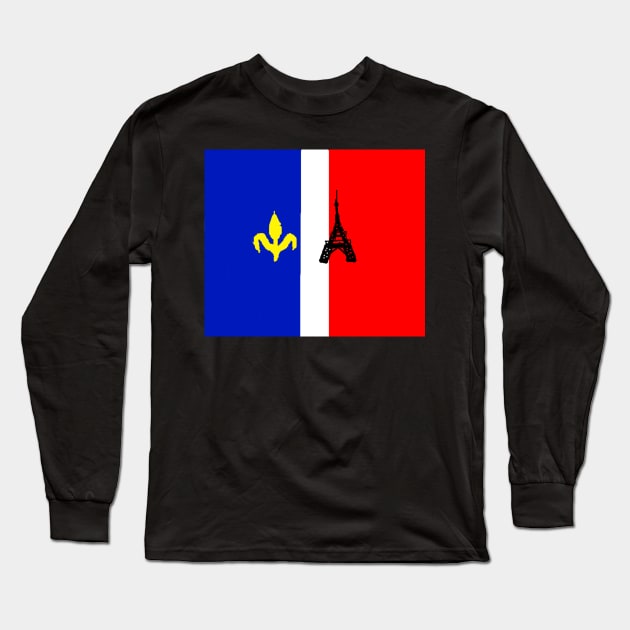 Sporty France Design on Black Background Long Sleeve T-Shirt by 2triadstore